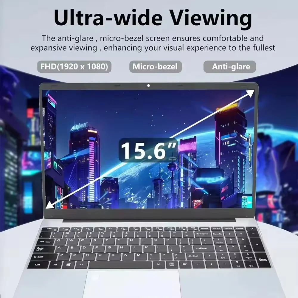 15.6" Windows 11 Pro Laptops Intel Celeron N4000 16GB RAM 1TB SSD Laptops Office Computer PC Fingerprint Unlock Notebook