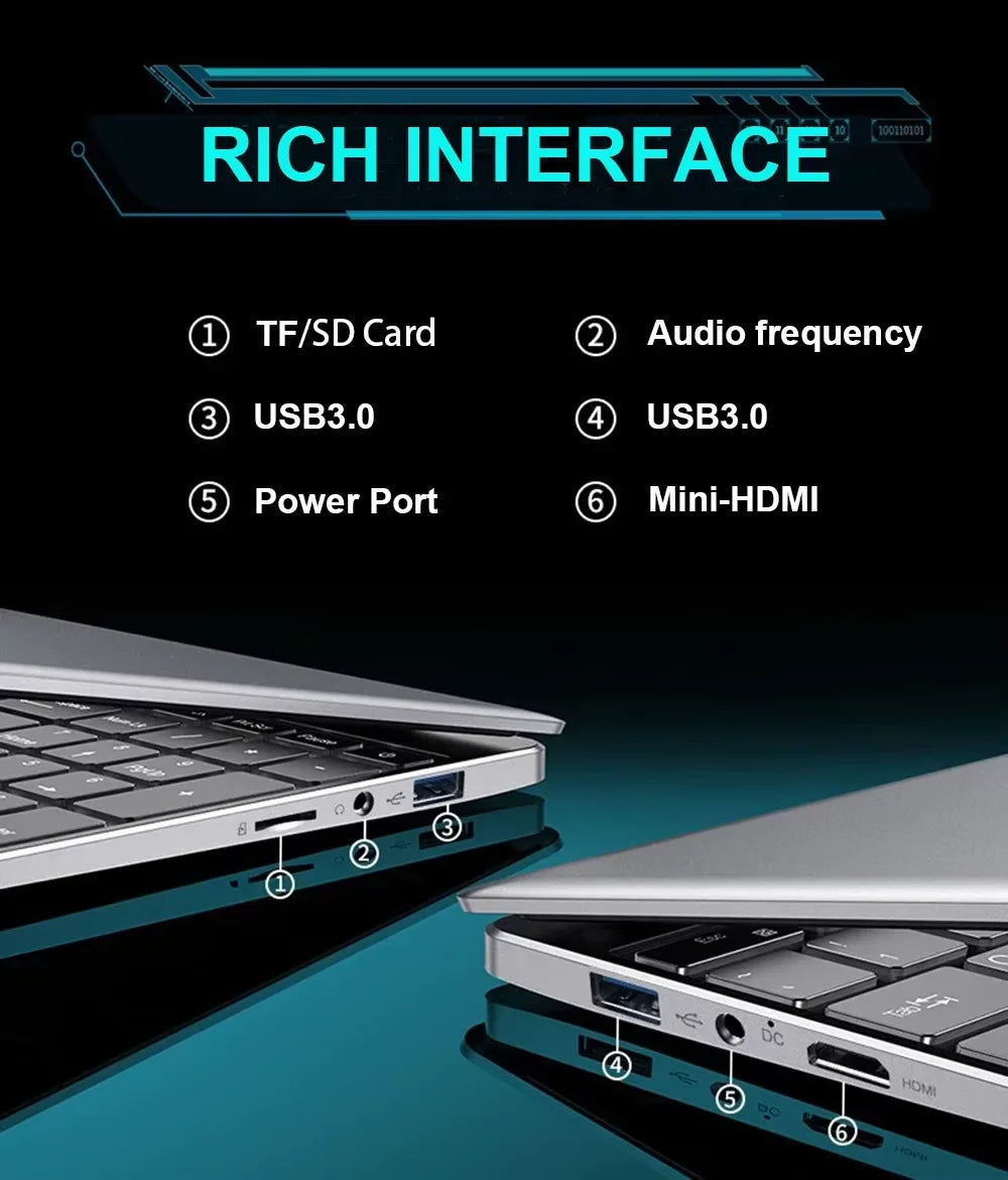 15.6" Windows 11 Pro Laptops Intel Celeron N4000 16GB RAM 1TB SSD Laptops Office Computer PC Fingerprint Unlock Notebook