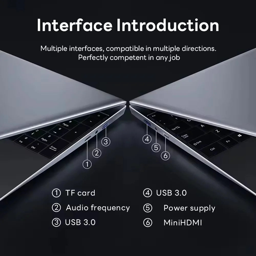 15.6" Windows 11 Pro Laptops Intel Celeron N4000 16GB RAM 1TB SSD Laptops Office Computer PC Fingerprint Unlock Notebook