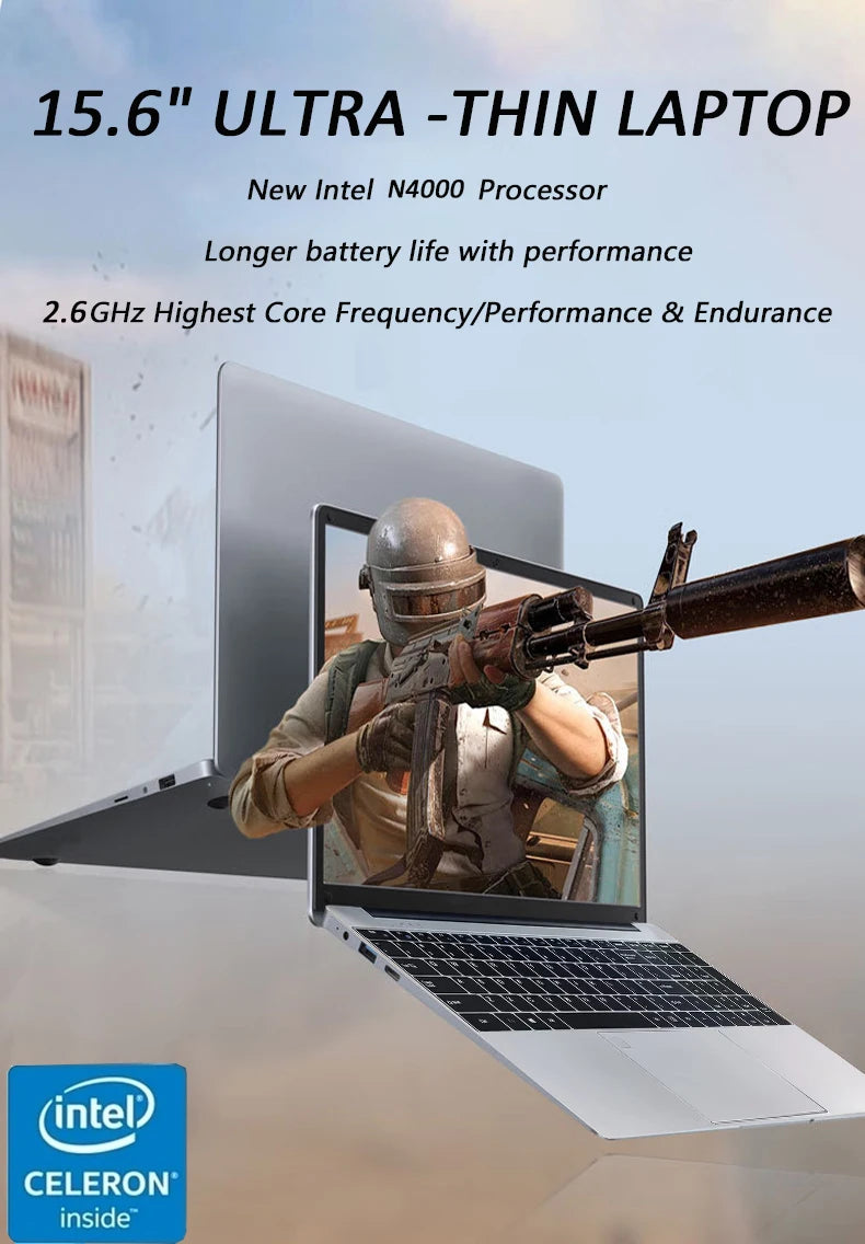 15.6" Windows 11 Pro Laptops Intel Celeron N4000 16GB RAM 1TB SSD Laptops Office Computer PC Fingerprint Unlock Notebook