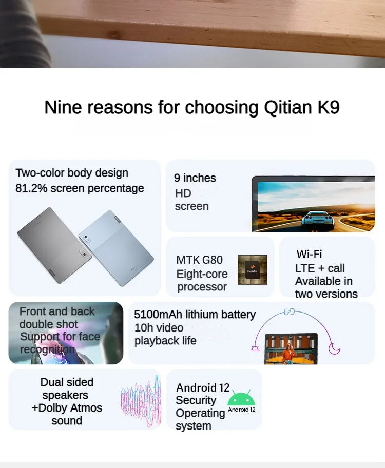 Global firmware Lenovo Pad K9 Tablet 9-inch Portable Tablet 4G+64G Android Tablet Tab M9 9-inch Arctic Grey LTE 4GB 64GB