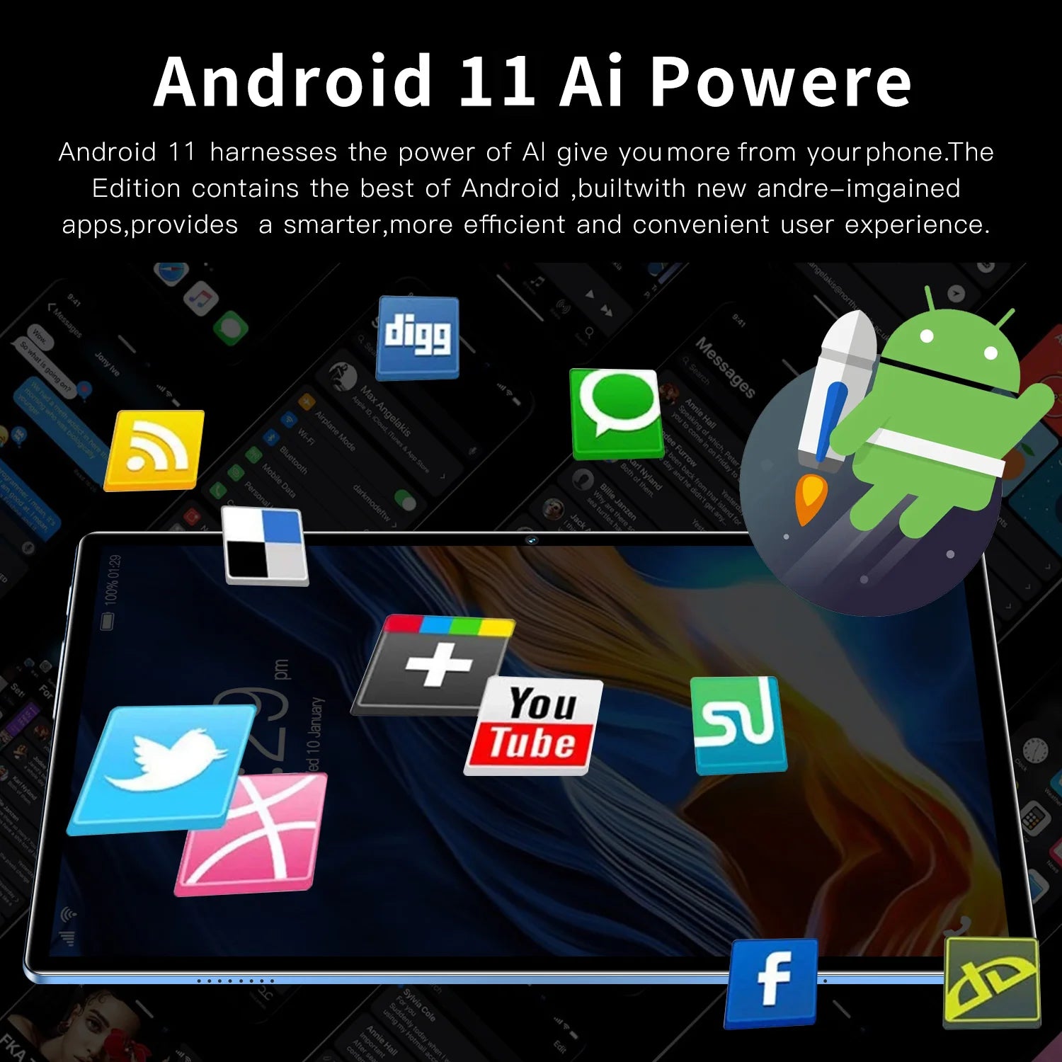 New 10.1 Inch Tablets Octa Core 3G Phone Call Dual SIM Dual Cameras 4+64GB Android 11 Google Play WiFi Bluetooth Global Version
