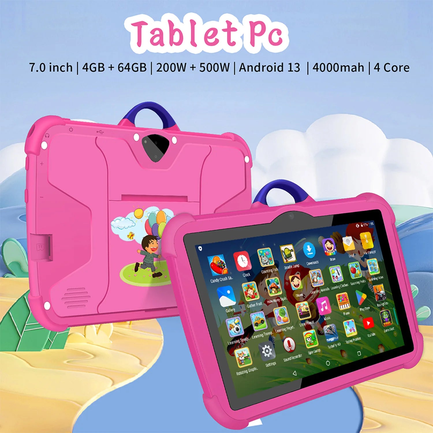 New 5G WiFi Kids Tablets 7 Inch Google Learning Education Quad Core 4GB RAM 64GB ROM Cheap Simple Children's favorite Tablet Pc