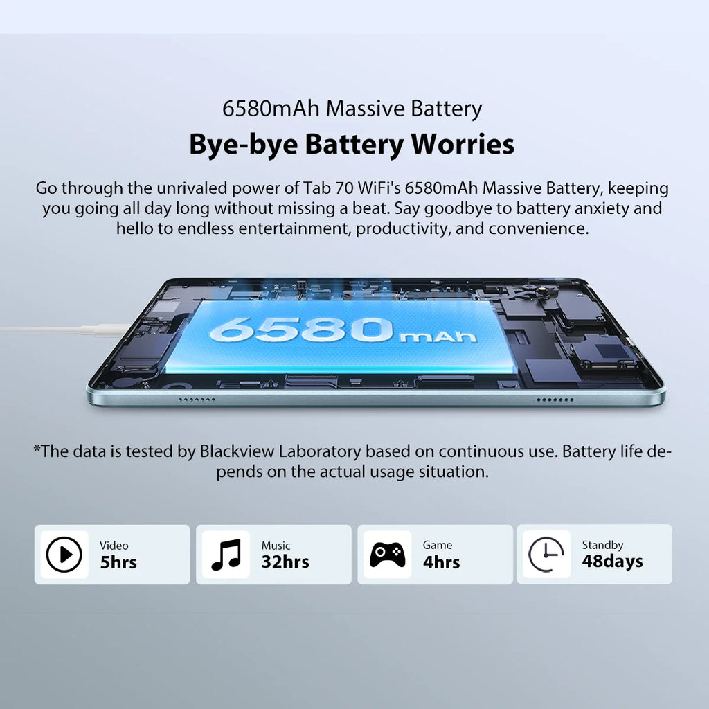Blackview Tab 70 WIFI Android 13 Tablet PC 4GB 64GB 10.1 inch HD+IPS Display 6580mAh 2.4G/5G WiFi