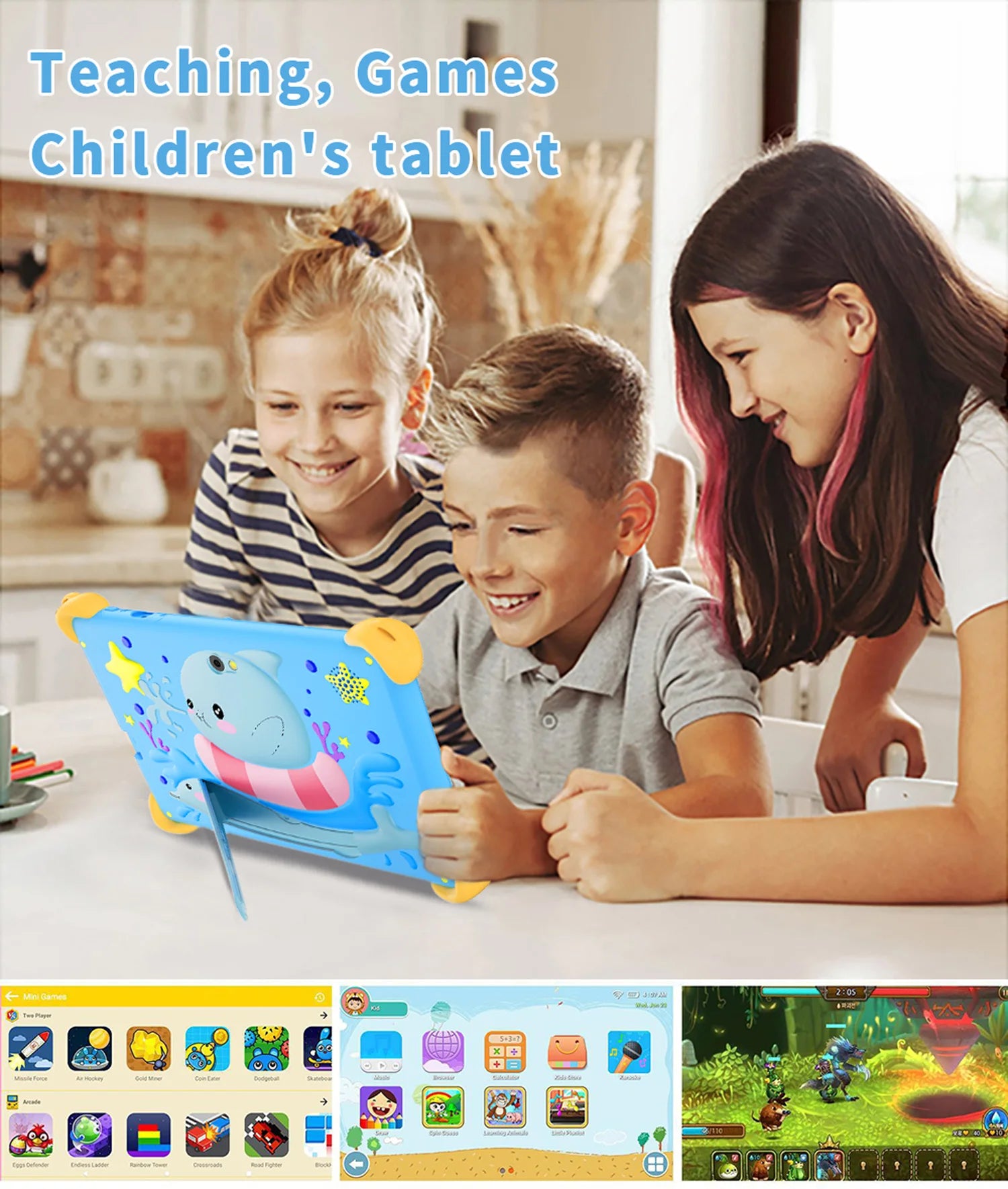 7 Inch 5G Kids' tablets Android Learning Games Pad Kids-Proof protective Case Tablet Quad Core 4GB+64GB ROM Children's best Gift