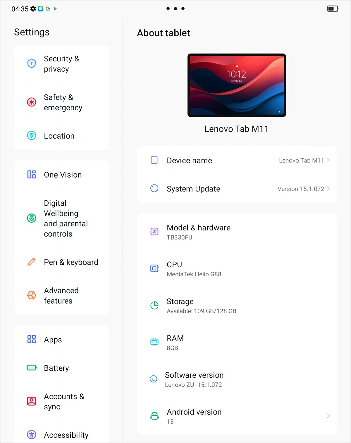 Global Rom Lenovo Tab K10 M11 Wifi MTK Helio G88 Zhaoyang Multi Language 10.95-inch 90hz 400nits Face Recognition 7040mAh