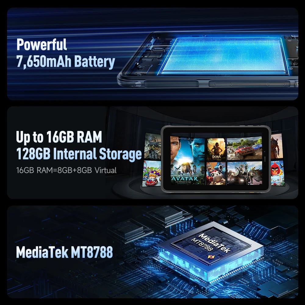 Ulefone Armor Pad Pro Rugged Tablet  IP68/IP69K 4G MT8788 16GB RAM（8GB+8GB  virtual RAM) 128GB ROM 48MP 7650mAh Android 13