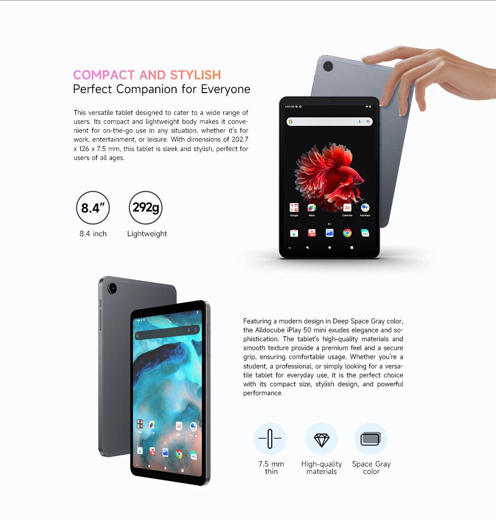 Alldocube iPlay 50 Mini 4GB RAM 64GB ROM Tablet 8.4inch Tiger T606 Android13 Widevine L1 4000mAh Dual SIM 4G LTE