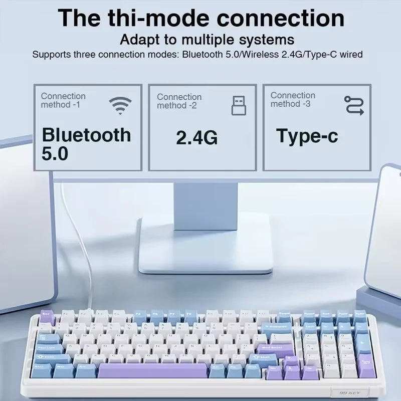 Aula F99 Gaming Mechanical Keyboard Three Mode 2.4g Wireless Bluetooth Wired Hot Swap PBT Gasket RGB For PC Laptop Gamer 99 Keys