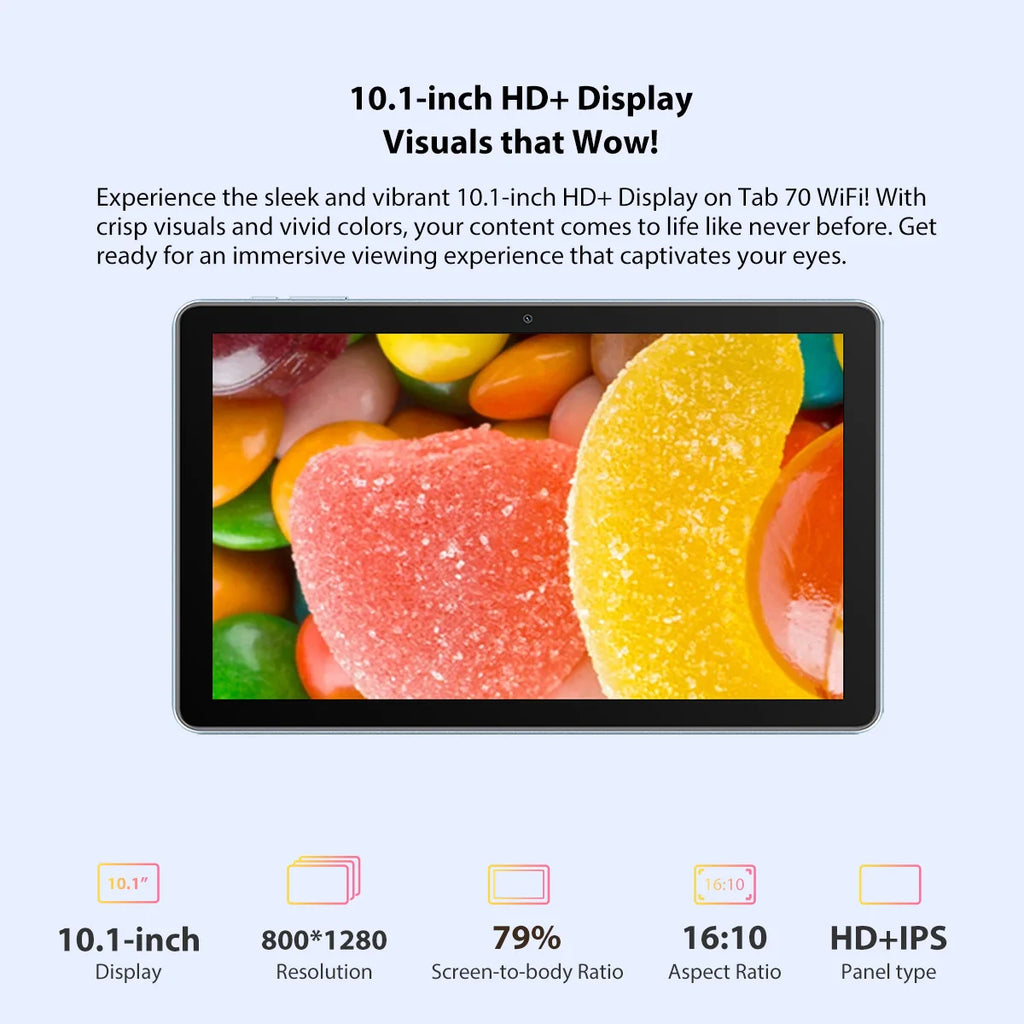 Blackview Tab 70 WIFI Android 13 Tablet PC 4GB 64GB 10.1 inch HD+IPS Display 6580mAh 2.4G/5G WiFi