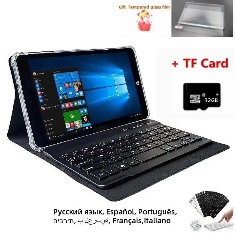 8GB RAM 128GB ROM 8 INCH Windows 10 Tablets Quad-Cores 64bit Intel Atom x5-Z8300 1280*800 IPS HDMI With Bluetooth Keyboard Case