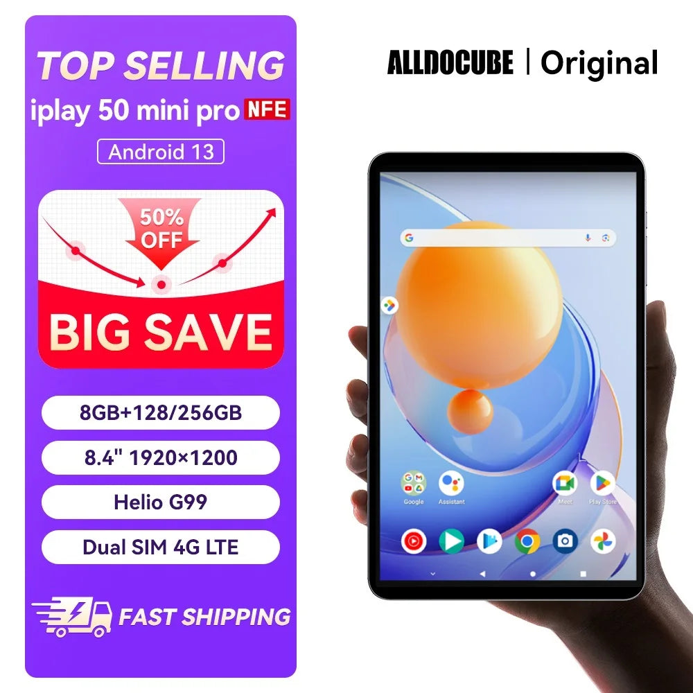 ALLDOCUBE iplay 50 mini pro 8.4in Tablet 5000mAh Long-Lasting RAM 8GB ROM 128GB Widevine L1 Netflix G99 CPU IPS Display
