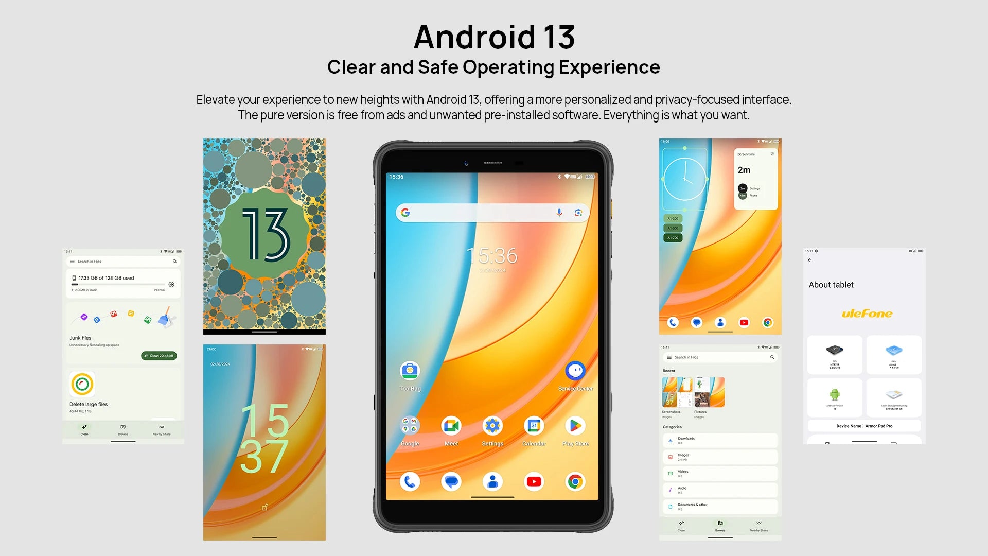 Ulefone Armor Pad Pro Rugged Tablet  IP68/IP69K 4G MT8788 16GB RAM（8GB+8GB  virtual RAM) 128GB ROM 48MP 7650mAh Android 13