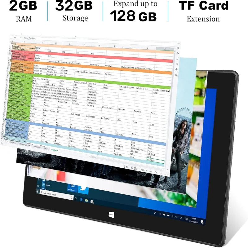 10.6 '' Windows 10 C24 Tablet PC 2GB DDR RAM 32GB ROM 1366*768 IPS Screen  HDMI-Compatible USB 3.0 Battery 6000mAh