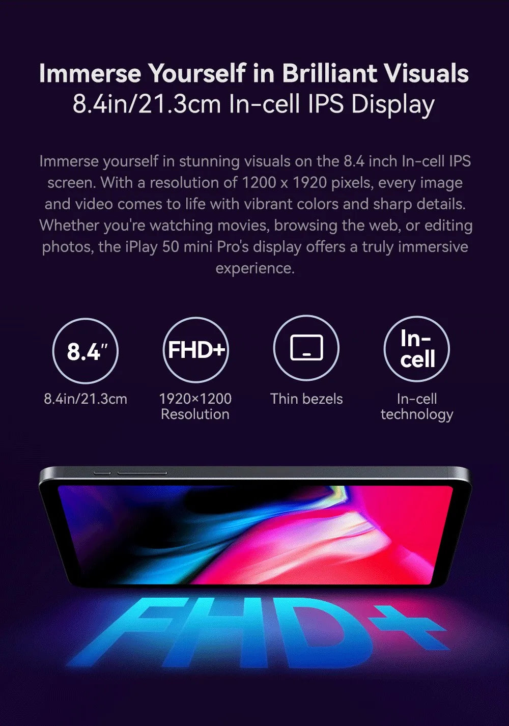 ALLDOCUBE iplay 50 mini pro 8.4in Tablet 5000mAh Long-Lasting RAM 8GB ROM 128GB Widevine L1 Netflix G99 CPU IPS Display