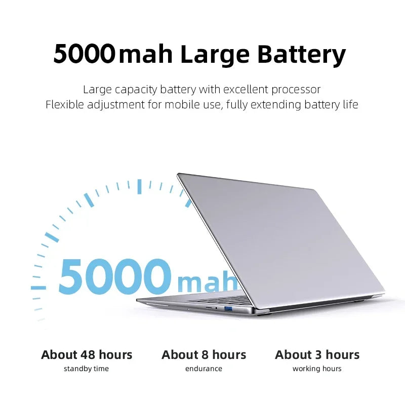New Laptop Windows 11 Intel N4000 180° Folding Slim Laptop Gamer 12GB RAM 512GB 1TB SSD 1920*1080 Office Study Computer PC