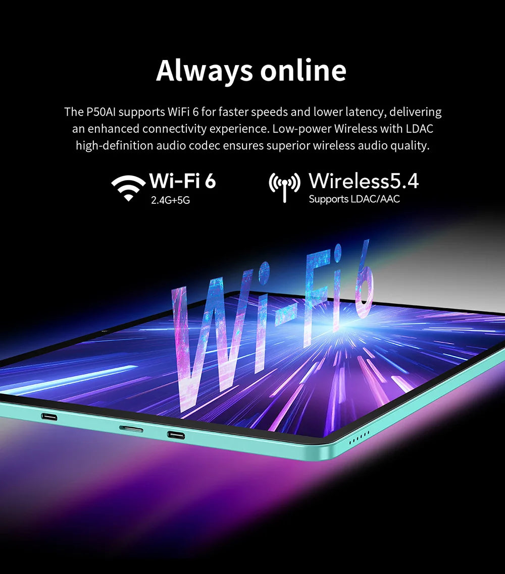 Teclast P50 AI Tablet (Allwinner A733 8-core 1.8GHz/6GB RAM/128GB ROM/10.92inch/WIFI6/7000mAh/Type-C/13MP+5MP Camera/Android 15)