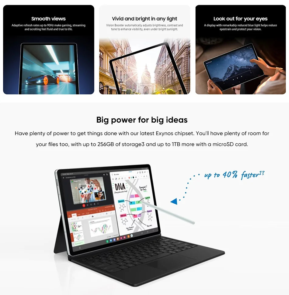 Samsung Galaxy Tab S9 FE 6GB+128GB Android Tablet 10.9" 90 Hz Screen IP68 Rating 45W Fast Charging 8000mAh Battery Exynos 1380
