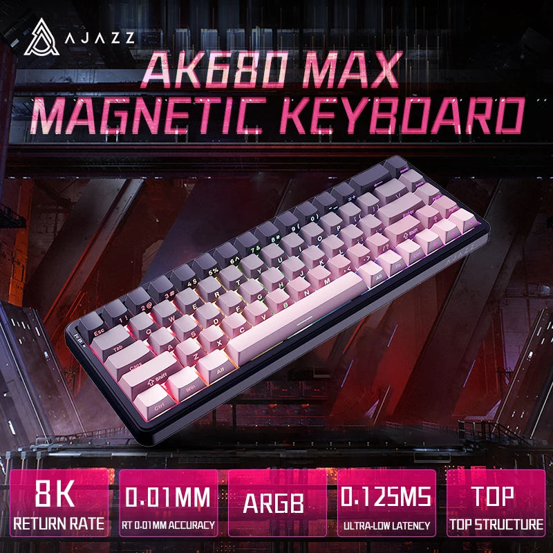 AJAZZ AK680 MAX Magnetic Switch Wired Mechanical Keyboard Hot Swap 8k Polling Rate RGB Customized Gaming Keybaord Pc E-sports