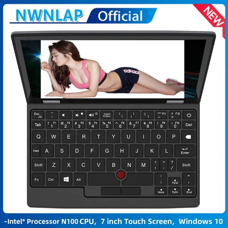 2025 Portable Mini Notebook Laptop Micro Computer 7 Inch Touch Screen Intel N100 16GB+512GB IPS Netbook Win 11 Pro PC 2.0MP CAM