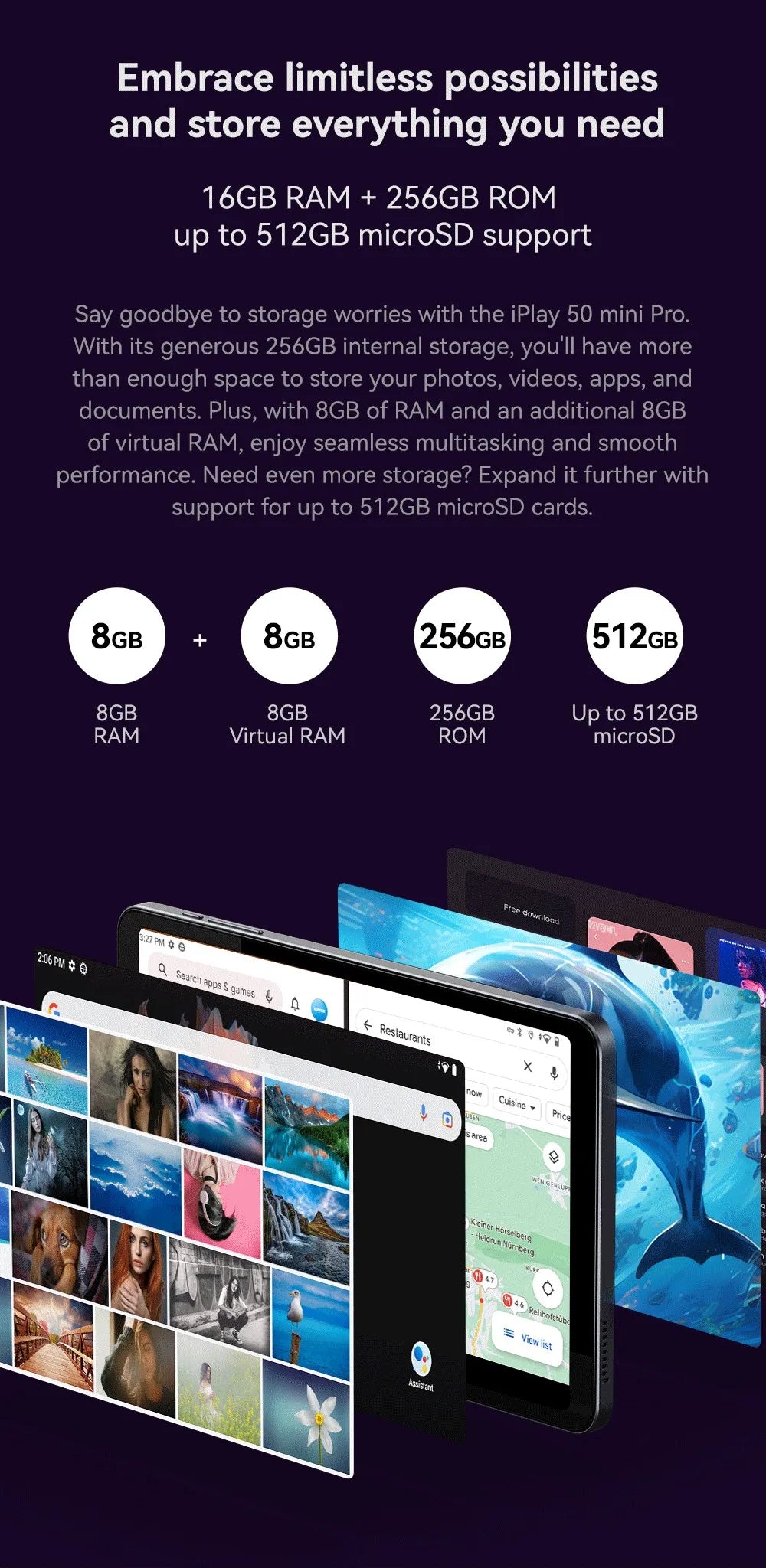 ALLDOCUBE iplay 50 mini pro 8.4in Tablet 5000mAh Long-Lasting RAM 8GB ROM 128GB Widevine L1 Netflix G99 CPU IPS Display