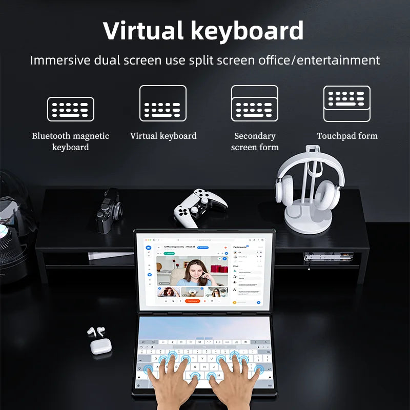 BYONE 11+11 Inch Dual Screen Laptop Intel Core I3 Gaming Laptop Dual Touch Screen Win11 Office Computer Tablet PC Notebook WiFi6