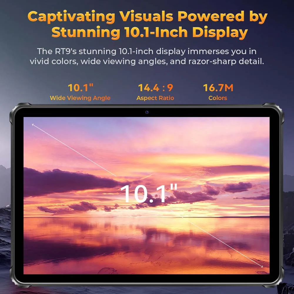 Oukitel RT9 10.1" HD Display Rugged Tablet 11000mAh Battery 24GB RAM 256GB ROM Rugged Table Android 14.0 Tablet PC
