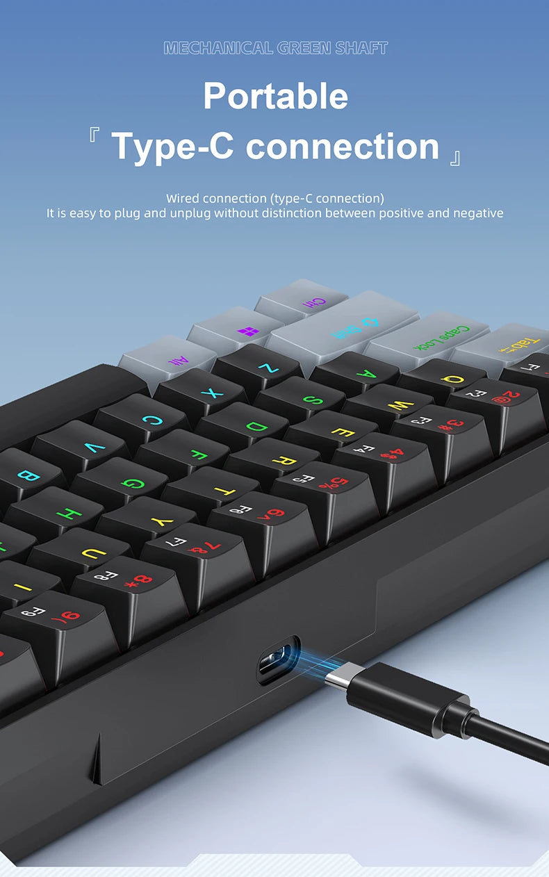 60% Portable Wired Mini Mechanical Keyboard, APAYADO K61 Mini Keyboard Wired,61 Keys Phantom RGB,Black,White,Red,Red/Blue Switch