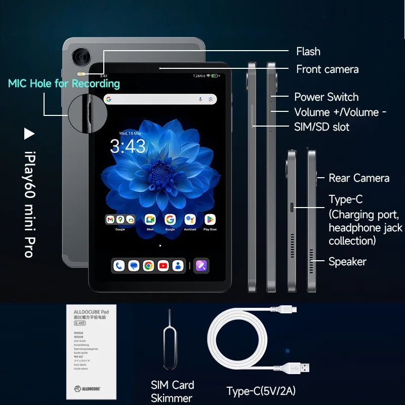 Alldocube iplay 60 mini pro 8.4inch Tablet Helio G99 Android14 8GB RAM 128 ROM Dual SIM 4G LTE pad 6050mAh Battery