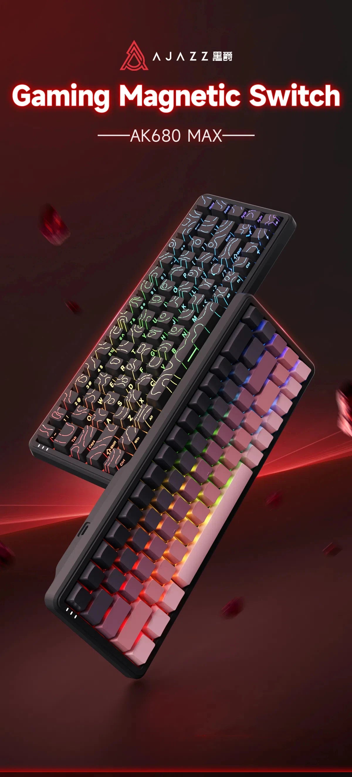 AJAZZ AK680 MAX Magnetic Switch Wired Mechanical Keyboard Hot Swap 8k Polling Rate RGB Customized Gaming Keybaord Pc E-sports