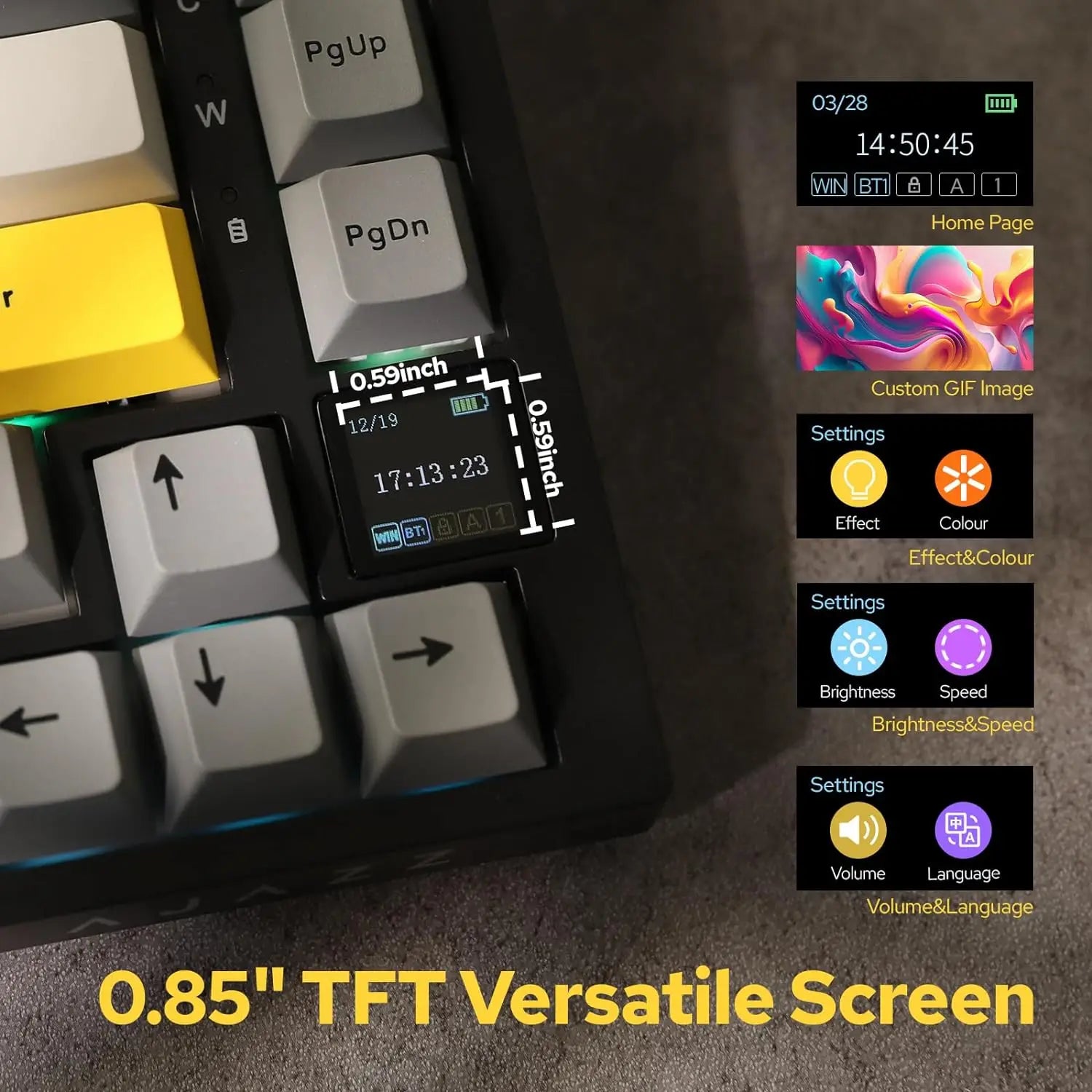 AJAZZ AK820/AK820Pro Mechanical Keyboard TFT Screen Multifunctional Knob Gaming Keyboard Wired/2.4GHz/BT Connect PC Keyboard