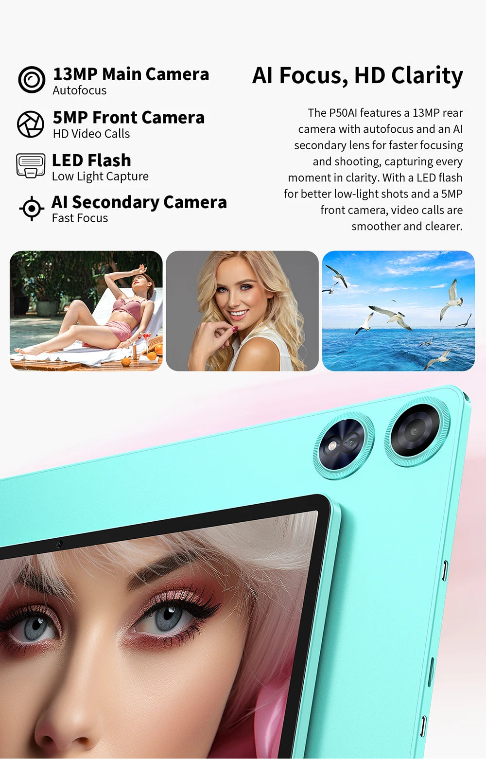 Teclast P50 AI Tablet (Allwinner A733 8-core 1.8GHz/6GB RAM/128GB ROM/10.92inch/WIFI6/7000mAh/Type-C/13MP+5MP Camera/Android 15)