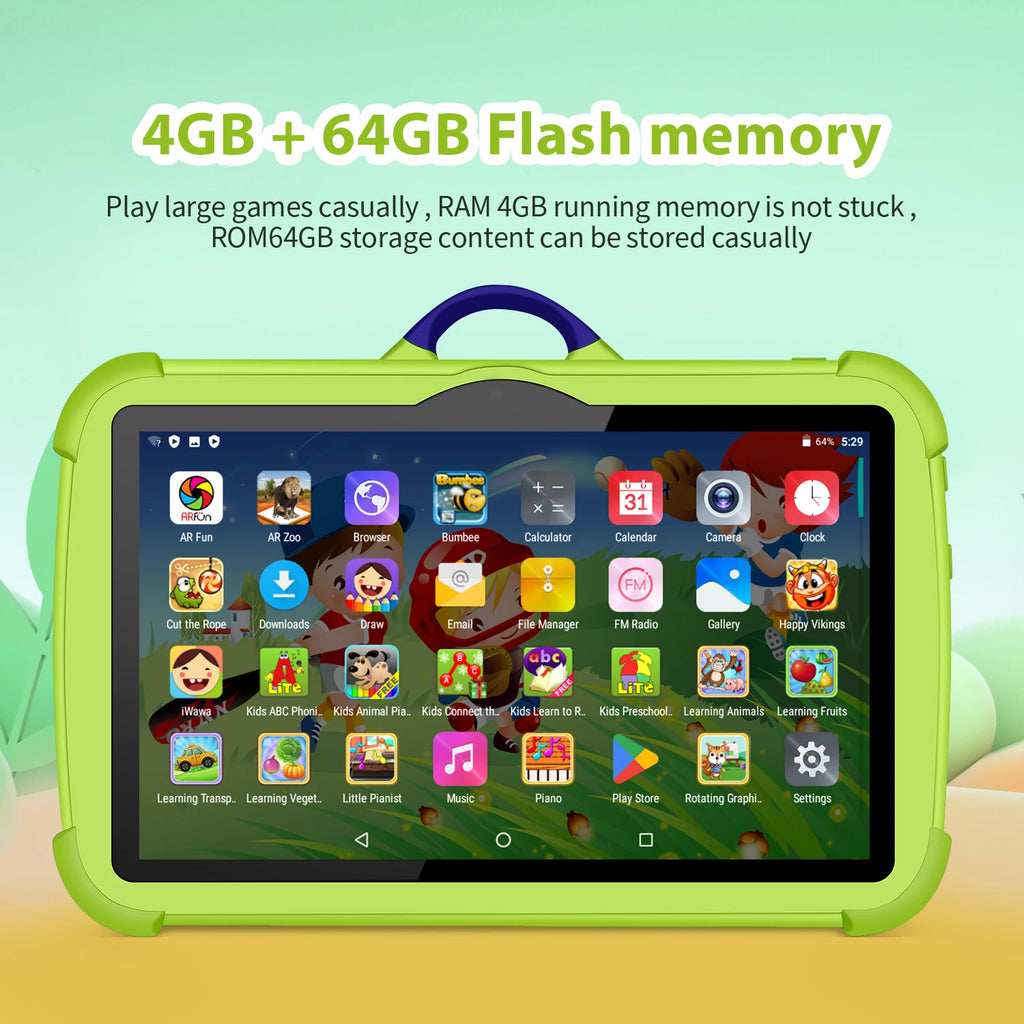 New Kids Tablets 7 Inch WiFi For Study Education Tablet Children's Birthday Gift 4GB RAM 64GB ROM Quad Core 4000mAh