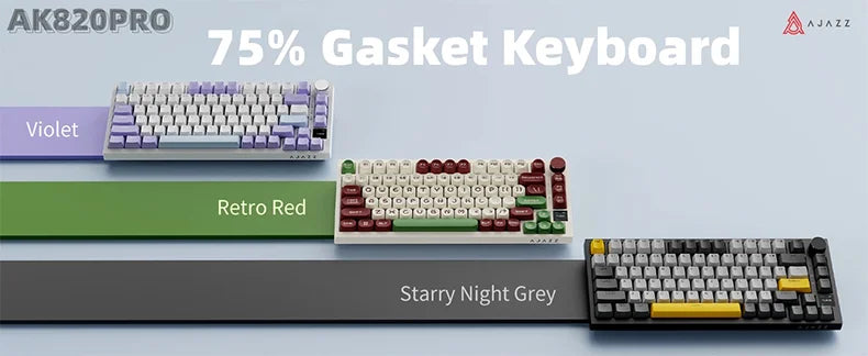AJAZZ AK820/AK820Pro Mechanical Keyboard TFT Screen Multifunctional Knob Gaming Keyboard Wired/2.4GHz/BT Connect PC Keyboard