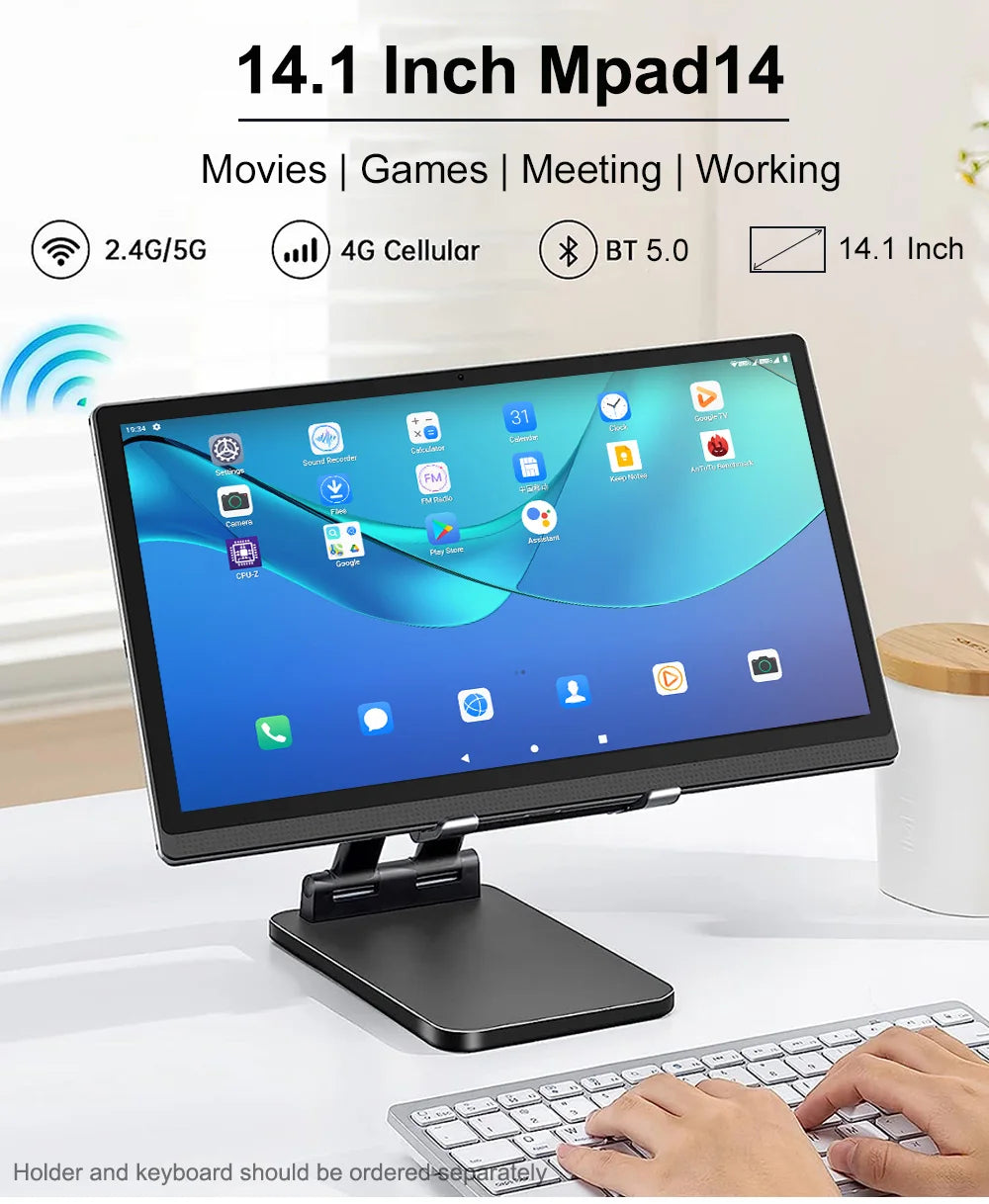 Global Version Unopened 14.1 Inch Tablet 14 Inch Android 2025 12GB+256GB 1920*1080 4G Phone Call 14inch Tablet 5G WiFi 10000mAH