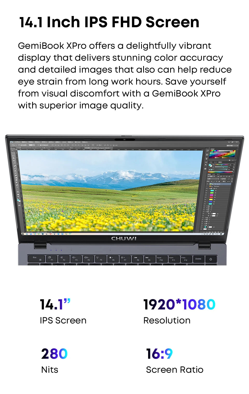 CHUWI GemiBook XPro 14inch UHD Screen Laptop 8GB/16GB RAM 256GB SSD Intel N150 / N100 Windows 11 Computer with Fan Notebook